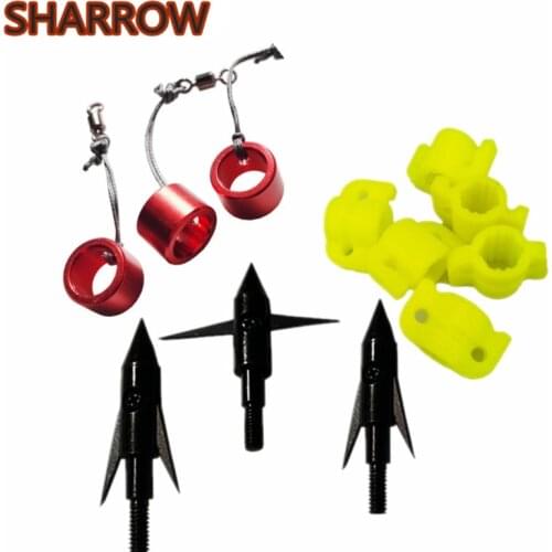 6pcs Yellow Plastic Fishing Slider+3pcs Red Aluminum Alloy Fishing Slider+140Grains 3pcs Bowfishing Arrowhead 3 Combination Tool