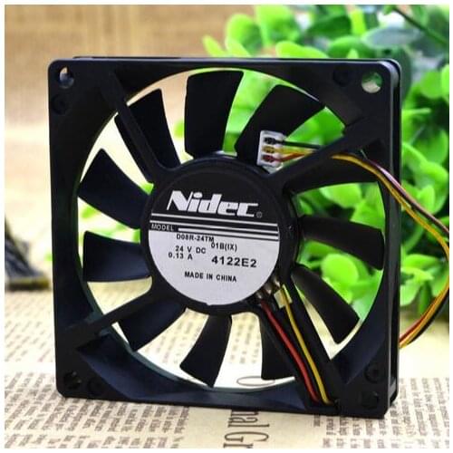 NIDEC D08R-24TM 01B (IX) 8CM 24V 0.13A 80*80*15mm 3Z08E2 3 Wire NBR Bearing Inverter Fan