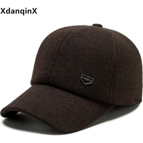 New Winter Hat Mens Casual Warm Baseball Cap Plus Velvet Ear Protection Caps Middle-aged Elderly Dad Cotton Cap Earmuffs Hats