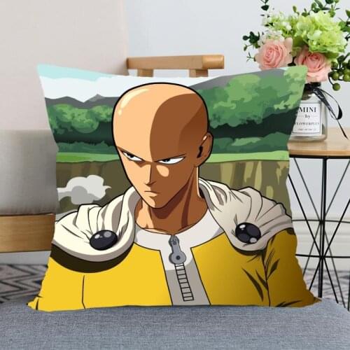 New Arrival Saitama Anime Pillowcase Wedding Decorative Pillow Cover Custom Printed Soft Satin Fabric Pillow Cases Not Fade