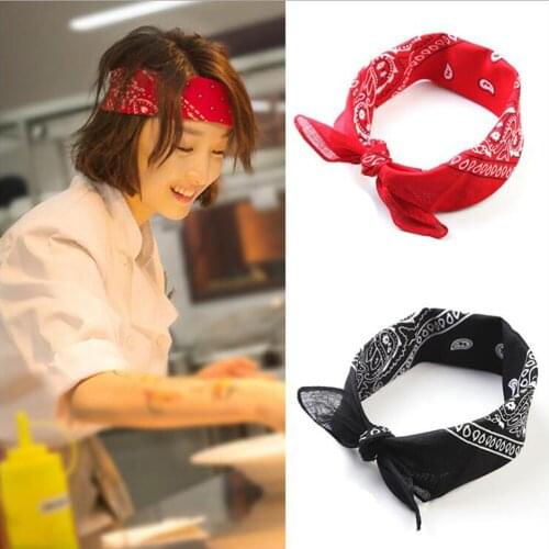 Richkeda Store New Women Hair Accessories Bandana Square Scarf Female Bandanas Headwear Rock Cool Girls Hair Tie Band Head Scarf