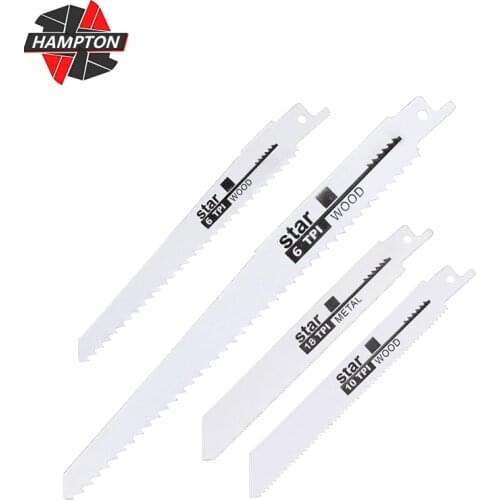 HAMPTON Jig Saw Blade 10pcs 6/10/18TPI BIM Jigsaw Blade for Wood Metal Cutting Tool 150-190mm HCS Steel Reciprocating Saw Blade