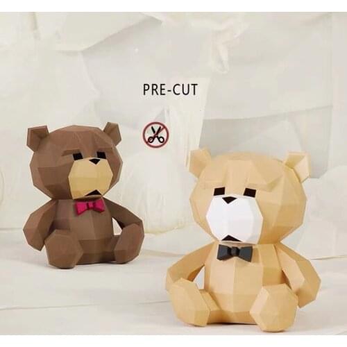 Curiosity DIY 3D Cartoon Toy Teddy Animal Model Cardboard Assembly Gift for Children Adult