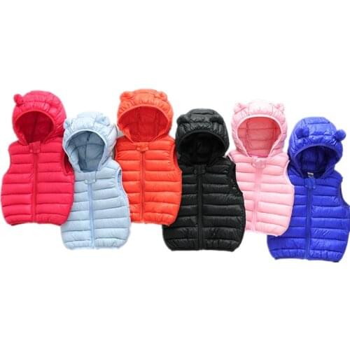 2021 Autumn Girls Warm Vest Winter Boys Toddler Waistcoat Kids Outerwear Children Teens Cotton Jackets Vest For Hooded jacket