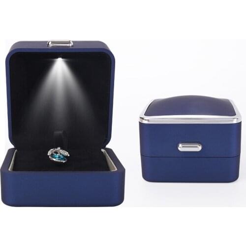 LED Light Blue Pendent Jewelry Packaging Display Box For Women Wedding Ring Earring Jewellery Organizers For Lover Gift 3 Colos