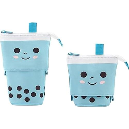 Standing Pen Holder Telescopic Pouch Up Cosmetics Bag Stationery Office Organizer Box