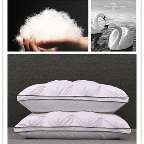 Down Pillow 100% White Goose Down/Feather Pillow Five-star Hotel Goose Feather Pillow Single Healthy Pillow Orthopedic Pillow