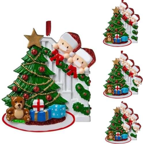 Christmas Tree DIY Writing Peeking Family Hanging Ornament Pendant Home Decor Christmas gift for friends