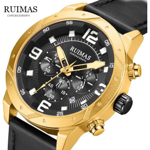 RUIMAS Mens Gold Watch
