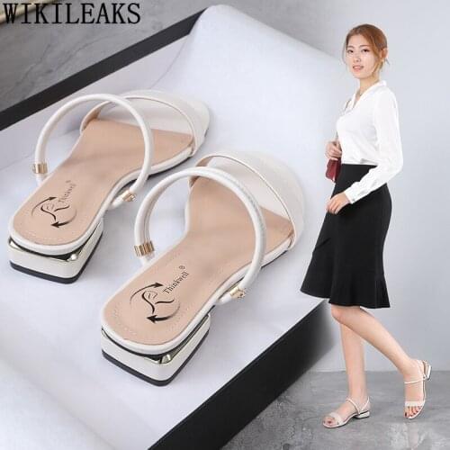 Chunky Heels Sandals Women Summer 2021 Mules High Heels Sandals Women Ladies Shoes and Sandals Mary Jane Shoes Zapatos De Mujer