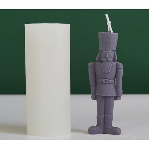 3D Cartoon Nutcracker Silicone Mold Simplified Human-shaped Candle Mould 13*5.2*5.2cm