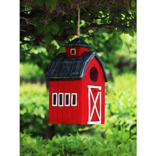 Cute Resin Decorative Nest Bird House Hang Statue Indoor/Outdoor Garden On-Tree Sculpture For Home Store Garden Decor Ornament