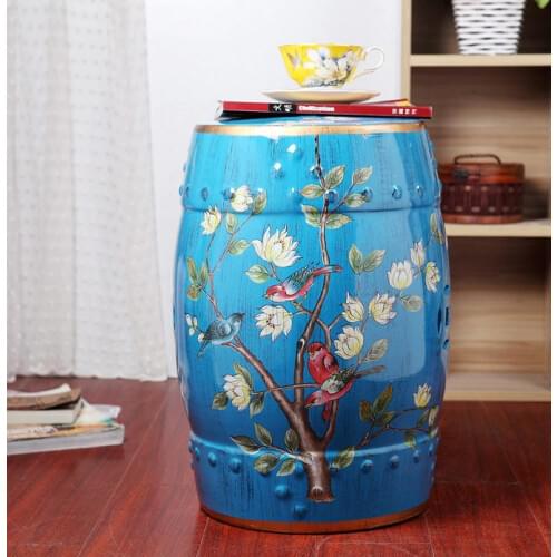 Decoration ceramic drum stool decoration blue garden ceramic stools