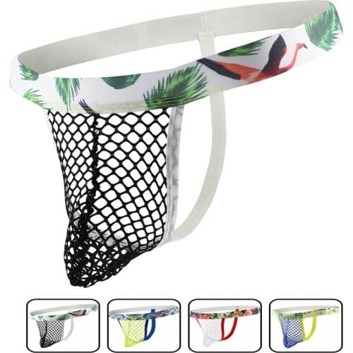 New Mesh Hollow Out Men Underwear G String and Thongs Gay Jockstrap Backless See through Erotic Penis Pouch Sissy Panties String