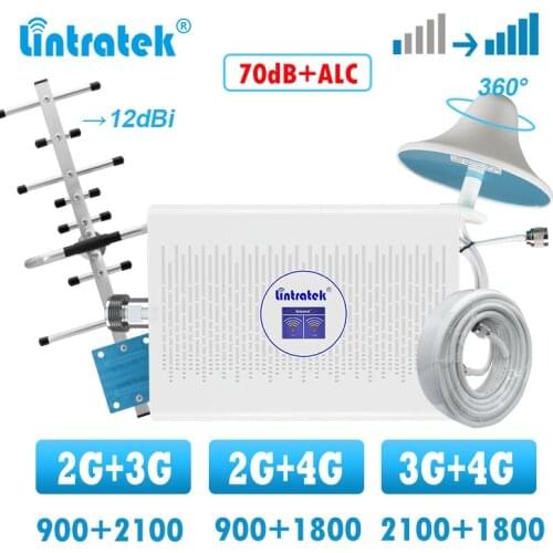 Lintratek cellular amplifier Repeater gsm 2g 3g 4g mobile signal amplifier 1800 2100 dual band booster GSM 900 Yagi antenna kit