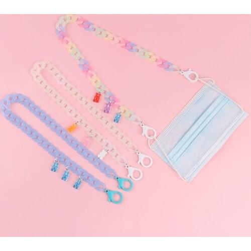 1Pcs 50CM Cute Little Bear Acrylic Chain For Face Mask Convenient Holder Rope Anti-Lost Portable Mask Hanging Neck Ropes