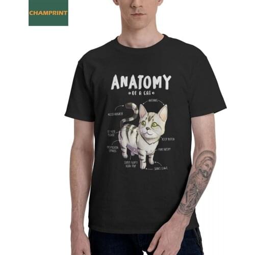 Vintage Anatomy Of A Cat Funny Cat Kitten T-Shirts Men 100% Cotton T Shirts Short Sleeve Tee Shirt Plus Size Clothing