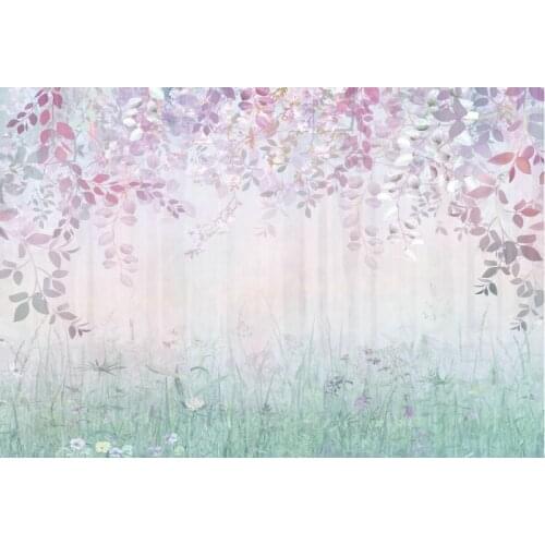 Cherry Pink Flower Grass Backdrop Photography Baby Shower Room Decor Photo Booth Studio Prop