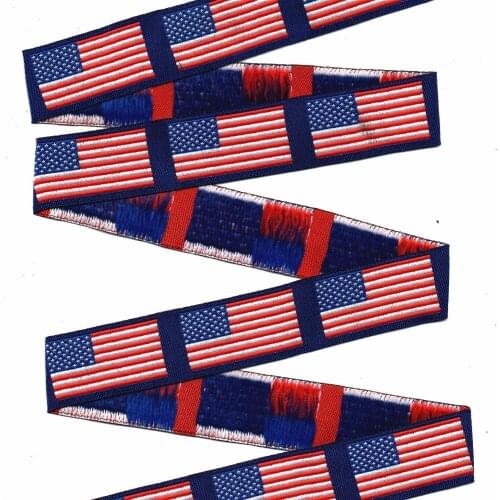 2016 NEW wholesale 1" 25mm 10yard/lots 100% Polyester Woven Jacquard Ribbon For Dog Collar with blue American flag