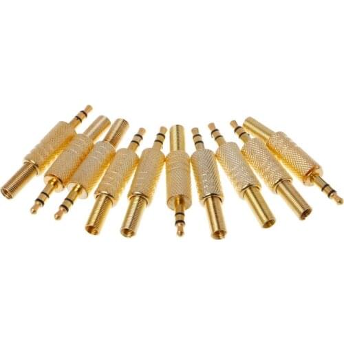 10pcs/lot gold plated 3.5mm plug RCA Audio Connector RCA audio plug jack Stereo Headset Dual Track Headphone #RW1209