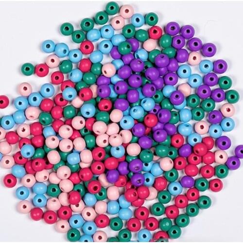 100pcs/lot Sweet Colors Round Loose Wood Beads 8mm Green/Pink/Blue/Purple Handmade Wooden Spacer Beads DIY Jewelry Decorations