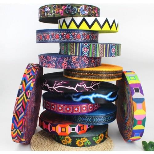 2 yard 50mm Printed Floral Polyester Saddle Webbing Straps Tape Bag Belt Waistband Webbing Heavy Duty