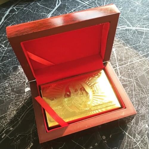 2018 New 24K Karat Gold Foil Plated Game Poker Casino Golden US Dollar BackPlaying Cards Poker Table Games Gift for Christmas