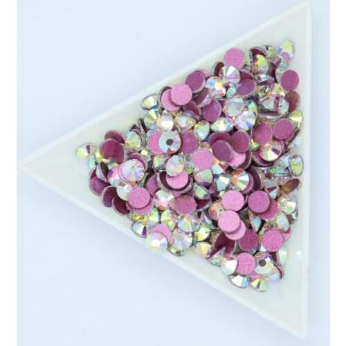 2021 Newest Pink Rose Base Crystal AB Nail Art Rhinestones Non Hot Fix FlatBack Strass Fabric Garment Nail Art Decorations