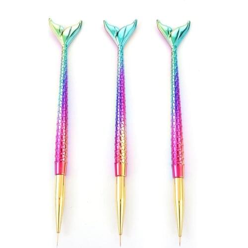 3Pcs Fish Tail Gradient Design Tip Manicure Painting Drawing Acrylic UV Gel Polish Nail Tool Pen Nail Art Liner Stripe Brush