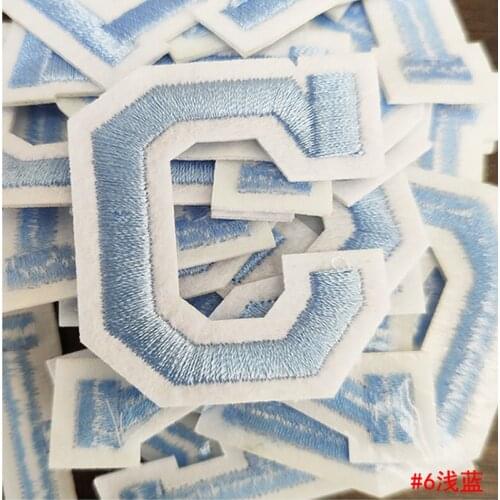 5pc Blue Letter Embroidery Iron on Name Patch Clothes Bag Pants Diy Stickers 26 Alphabet Sew on Kids Dress Decoration Applique