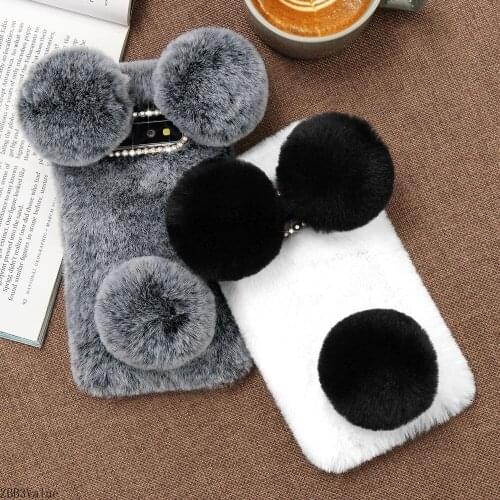For Samsung Galaxy A02S A42 5G A51 A71 A50 A70 A30S A21S S30 Ultra S20 FE S21 Plus Note 20 TPU Cute Panda Plush Furry Phone Case