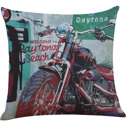 Pillowcase Classic retro moto bike Polyester and linen 45x45cm Single-sided printing Home Decration pillow cushion Case Cojines