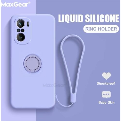 Liquid Silicone Magnetic Ring Holder Case For Xiaomi Mi Poco F3 X3 F2 X2 10T 10 Lite Redmi Note 10 9 Pro Max 9S Stand Cover Capa