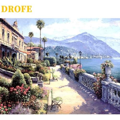 DROFE DIY Frame seaview Painting By Numbers Wooden Frame 40x50cm Combination Unique Gift Wall Art Picture Artworks Home Decor