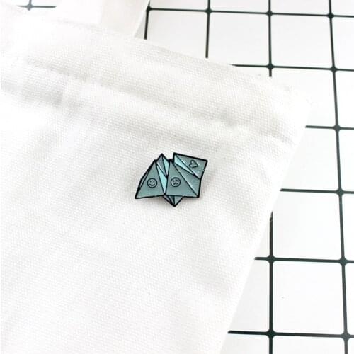 Origami Enamel Pin Smile Sad Love Options origami Creative Origami Brooch For Childrens Day Gift Badge Clothing Accessories