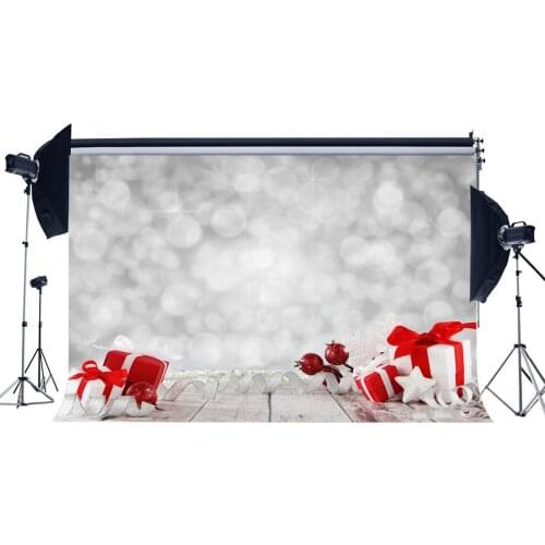 Photography Backdrop Xmas Gifts Bokeh Halos Merry Christmas Vintage Wood Floor Backdrops