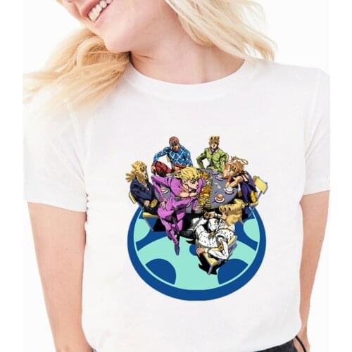 DIO BRANDO Jojo Bizarre Adventure Kujo Jotaro T Shirt Women Female Hip Hop Femme Clothes Tshirt Harajuku Casual T-shirt