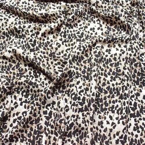 HLQON polyester plain Chiffon Leopard print fabric for dress cloth felt patchwork tissue coat Sewing DIY Material by 100x145cm