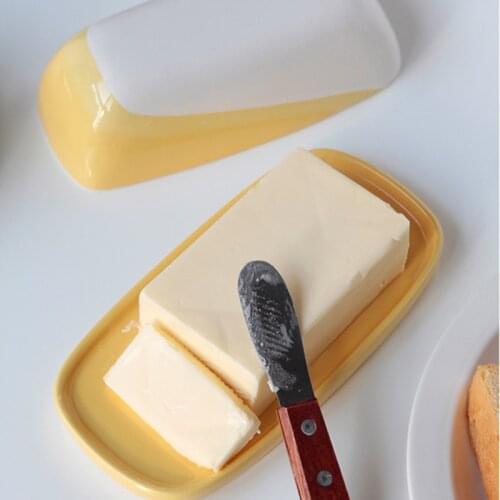 Ceramic Tableware Butter Dish with Lid Kitchen Cheese Food Container Tray Storage Container Butter Box Breadbasket Food Keeper