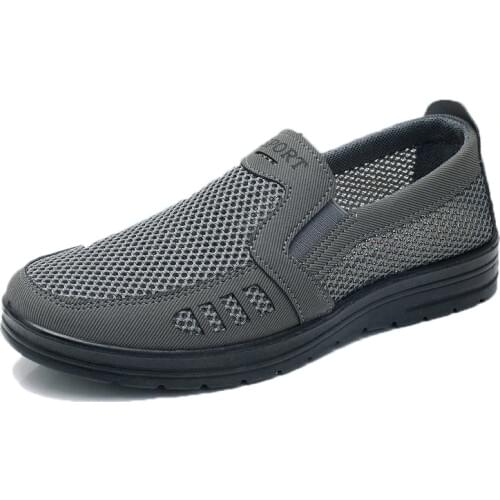 Classic Mens Casual Shoes Spring Summer Breathable Mesh Shoes Slip-on Flat Loafers Plus size 48 Driving Shoes Black Moccasin