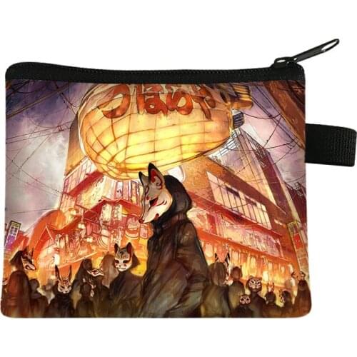 Anime Style Coin purse square cartoon zipper coin purse for teenager Cool Boy Print Coin Bag Cute Storage Bags