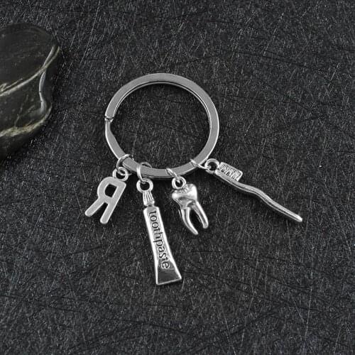 Personality Creative Toothbrush Toothpaste Teeth Model Keychain To Keep Teeth Health Special Gift Memorial Jewelry