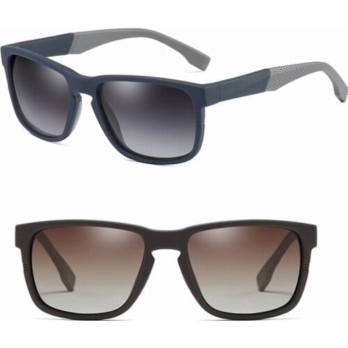 Hotsales 529 high quality UV400 polarized square shape anti-slip Embossed pattern temples travel cool sunglasses for men