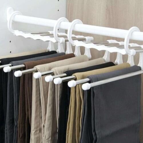 Multi-function Folding Stainless Steel Pants Hanger Jeans Organizer Space Saving Clothes Hanging Storage Rack