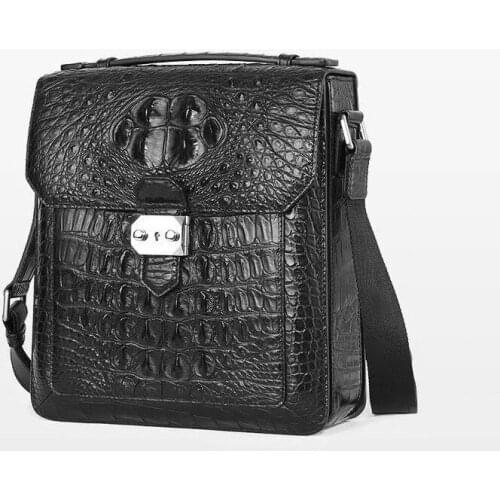Business Casual Style Genuine True Alligator Skin Men Small Messenger Purse Authentic Crocodile Leather Male Cross Shoulder Bag
