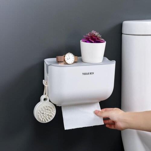 Wall Mounted Plastic Tissue Box Waterproof Free Punch Creative Cute Toilet Tissue Rack