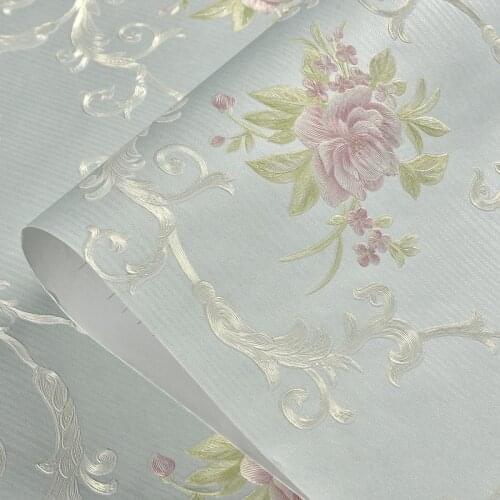 Non-woven self-adhesive wallpaper simple wall sticker European pastoral bedroom wall paper living room background