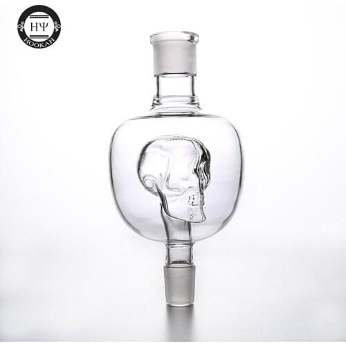 1Pc Double Wall 18.8MM Skull Design Molasses Catcher Metal Shisha Hookah Connector Narguile Clear Color Night Light Luminous