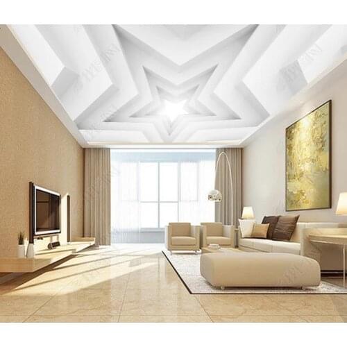 1828 3D White Layers Stars Printing stretch ceiling film for workshop ceiling decoration
