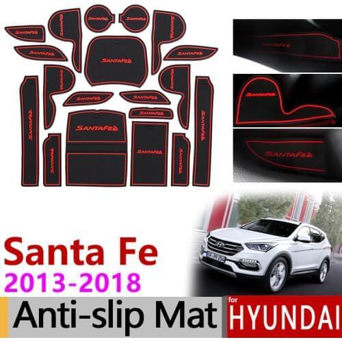 Anti-Slip Rubber Gate Slot Cup Mat for Hyundai Santa Fe 2013 2014 2015 2016 2017 2018 DM Maxcruz Grand SantaFe ix45 Accessories